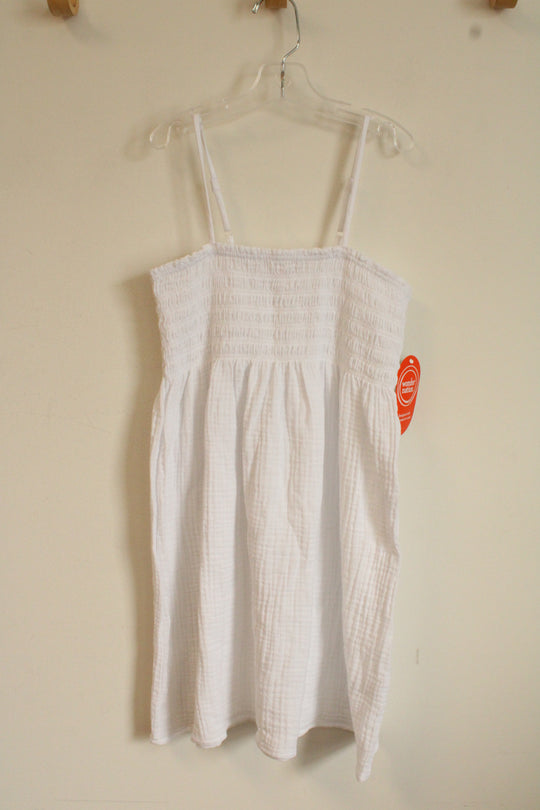 NEW Wonder Nation Cotton White Spaghetti Strap Waffle Knit Dress | 10/12
