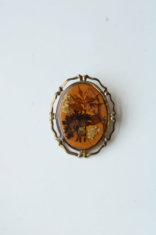 Vintage Pressed Flower Brooch