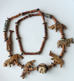 Vintage African Wooden Carved Animal Beaded Necklace