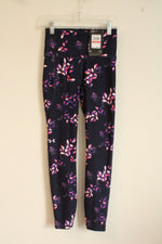 NEW Under Armour Navy blue Purple and Pink Neon Flower Compression Leggings | XS