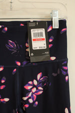 NEW Under Armour Navy blue Purple and Pink Neon Flower Compression Leggings | XS