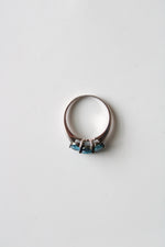 Blue Topaz Tri-Stone Sterling Silver Ring | Size 10