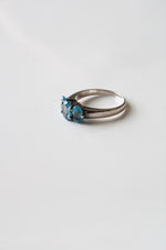Blue Topaz Tri-Stone Sterling Silver Ring | Size 10