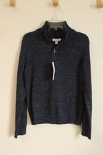 NEW Calvin Klein Cotton Navy blue LS Quarter Button Sweater | 10/12