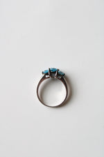 Blue Topaz Tri-Stone Sterling Silver Ring | Size 10