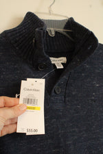 NEW Calvin Klein Cotton Navy blue LS Quarter Button Sweater | 10/12