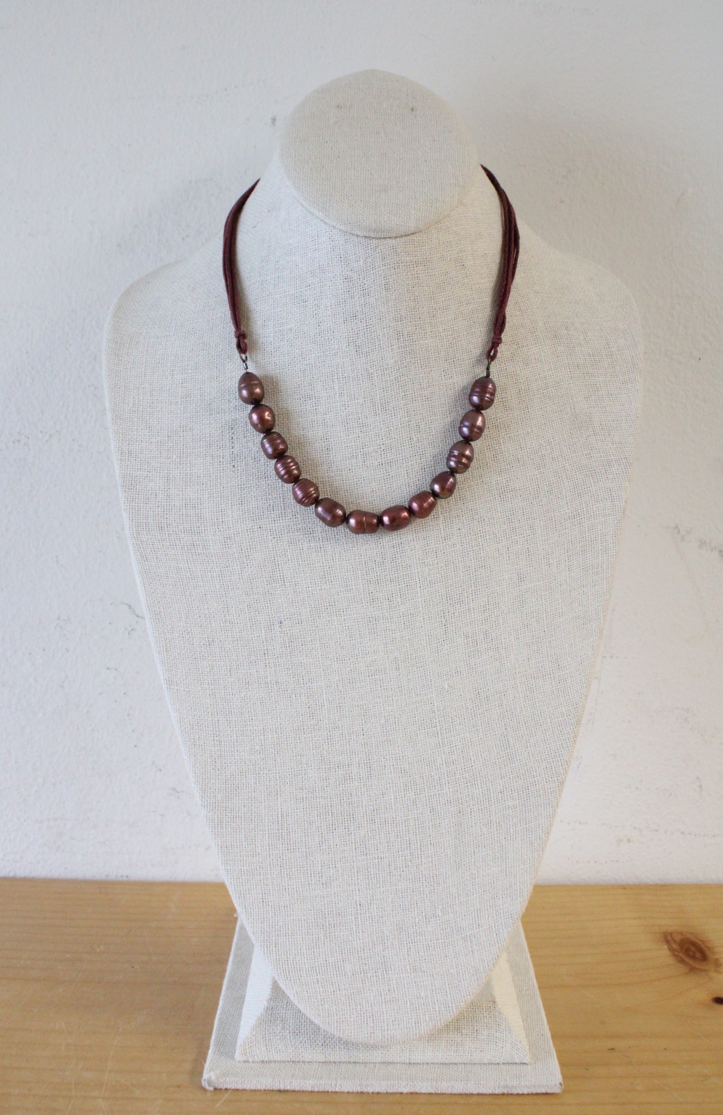 Plum Colored Baroque Pearl Necklace