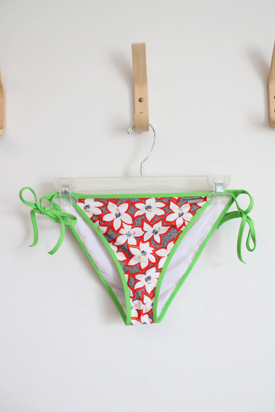 NEW DSquared2 Green & Red Floral Triangle Bikini Bottom | 46 (10)