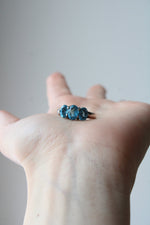Blue Topaz Tri-Stone Sterling Silver Ring | Size 10