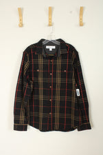 Old Navy Black Plaid Long-sleeve Flannel Shirt | L