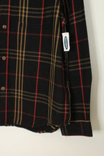 Old Navy Black Plaid Long-sleeve Flannel Shirt | L