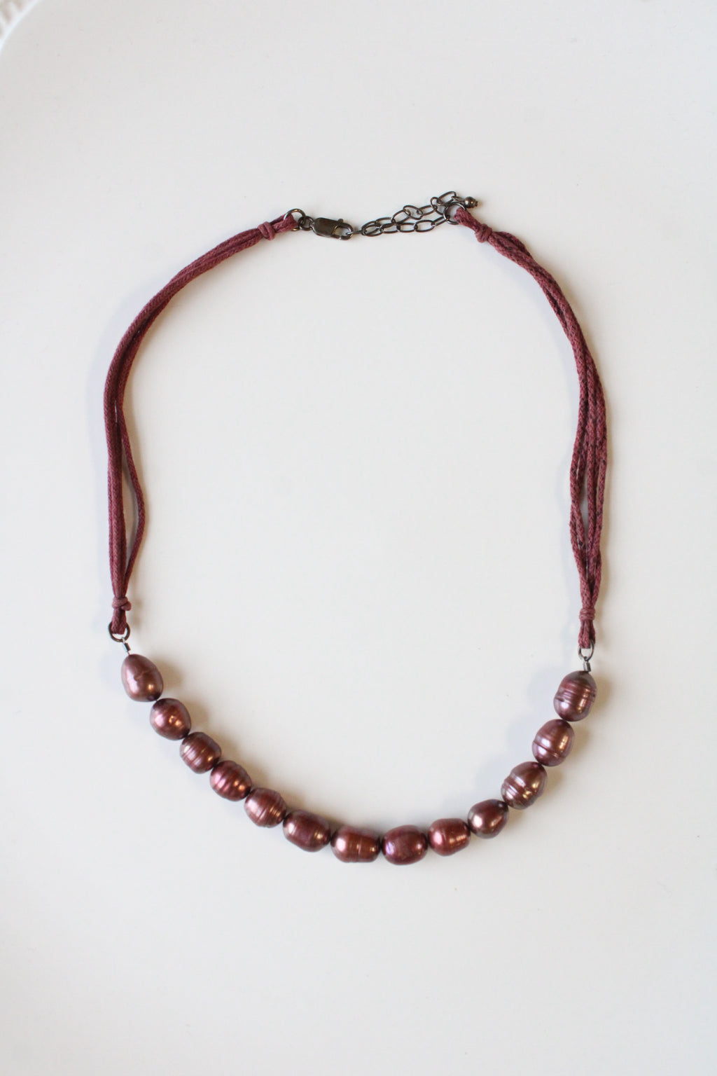 Plum Colored Baroque Pearl Necklace