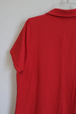 D&Co. Red Zip Up Short Sleeved Top | M