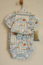 NEW Millie and Miles Safari 3 piece Onesie Set with Hat and Socks | 0-3MO