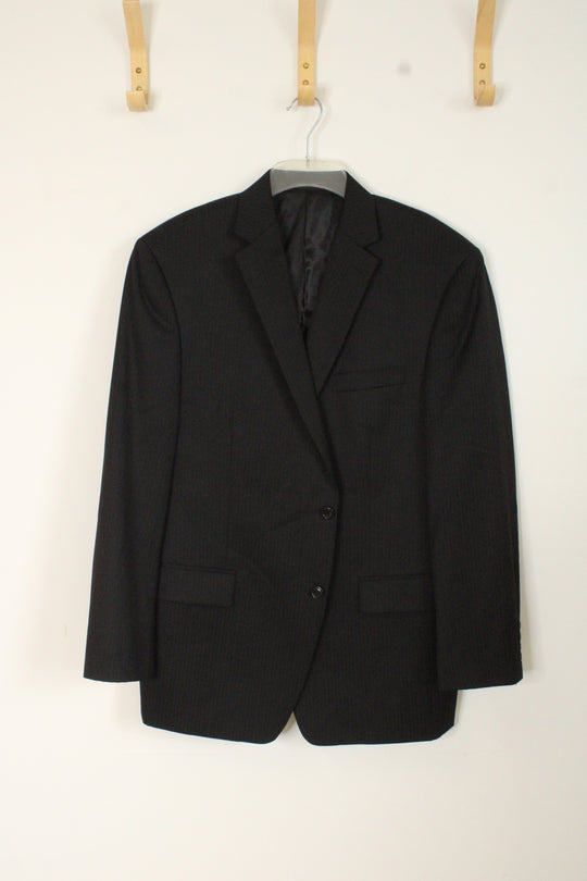 Calvin Klein Black Pinstripe Wool Blazer | 44