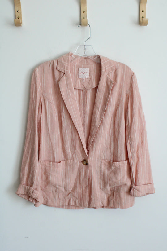 NEW Candie's Salmon Striped Long Sleeved Blazer | XS