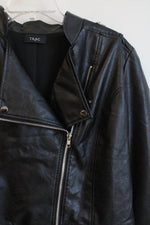 Trac Black Vegan Leather Moto Jacket | 3XL