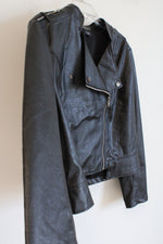 Trac Black Vegan Leather Moto Jacket | 3XL