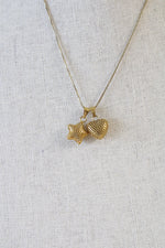 Gold Coated Sterling Silver Heart & Star Pendant Necklace