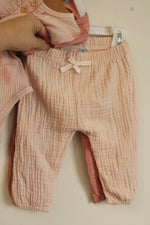 NEW Charlotte and Star Pink and Coral Cotton 4 piece Set with 2 Ribbed Onesies and 2 Waffle knit Pants | 3-6MO