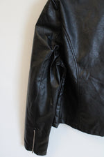 Trac Black Vegan Leather Moto Jacket | 3XL