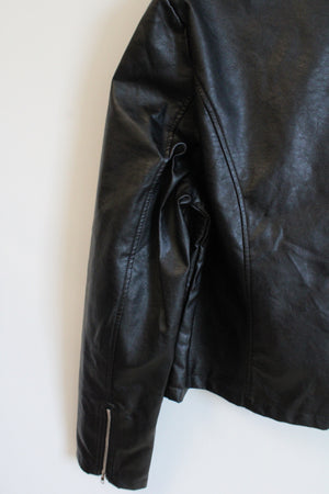 Trac Black Vegan Leather Moto Jacket | 3XL