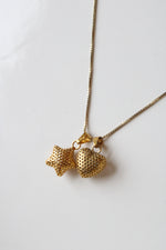 Gold Coated Sterling Silver Heart & Star Pendant Necklace