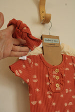 NEW Charlotte and Star Orange and Off-white 3 Piece Set with Headband | 6-9MO
