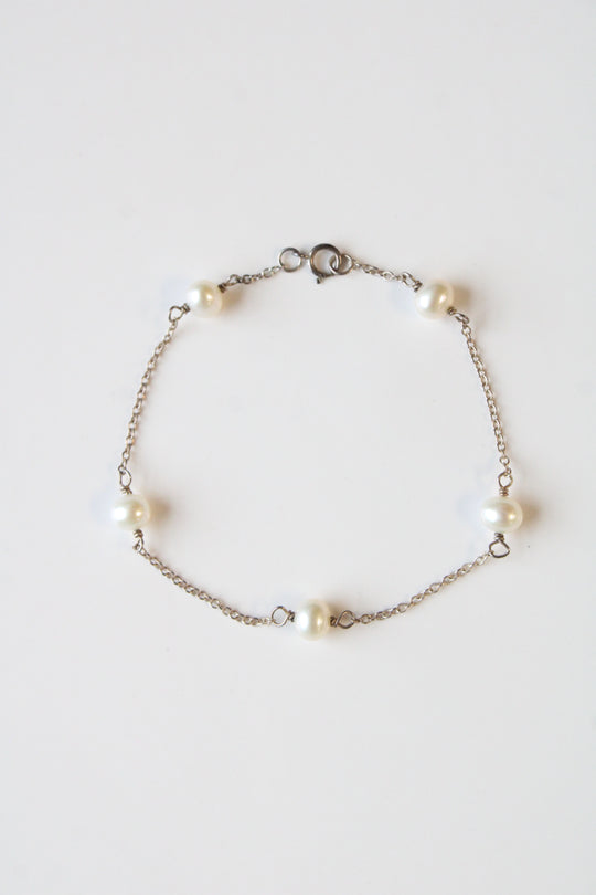 Genuine Pearl Sterling Silver Bracelet