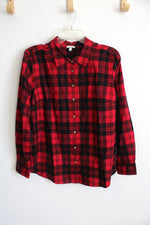 Talbots Red and Black Plaid Button Down Long Sleeve Shirt | LP