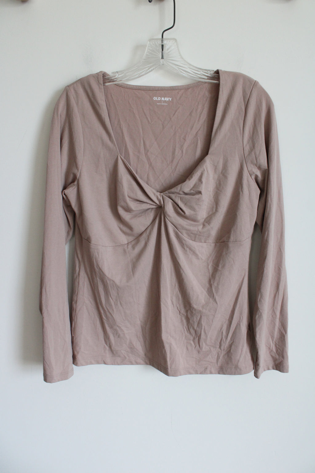 Old Navy Nude Pink Long Sleeved Twist Front Top | L