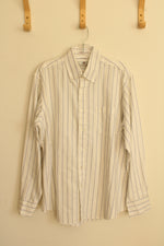 Traditional Classics Blue and White Striped Buttoned-down Shirt | L