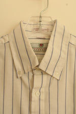 Traditional Classics Blue and White Striped Buttoned-down Shirt | L