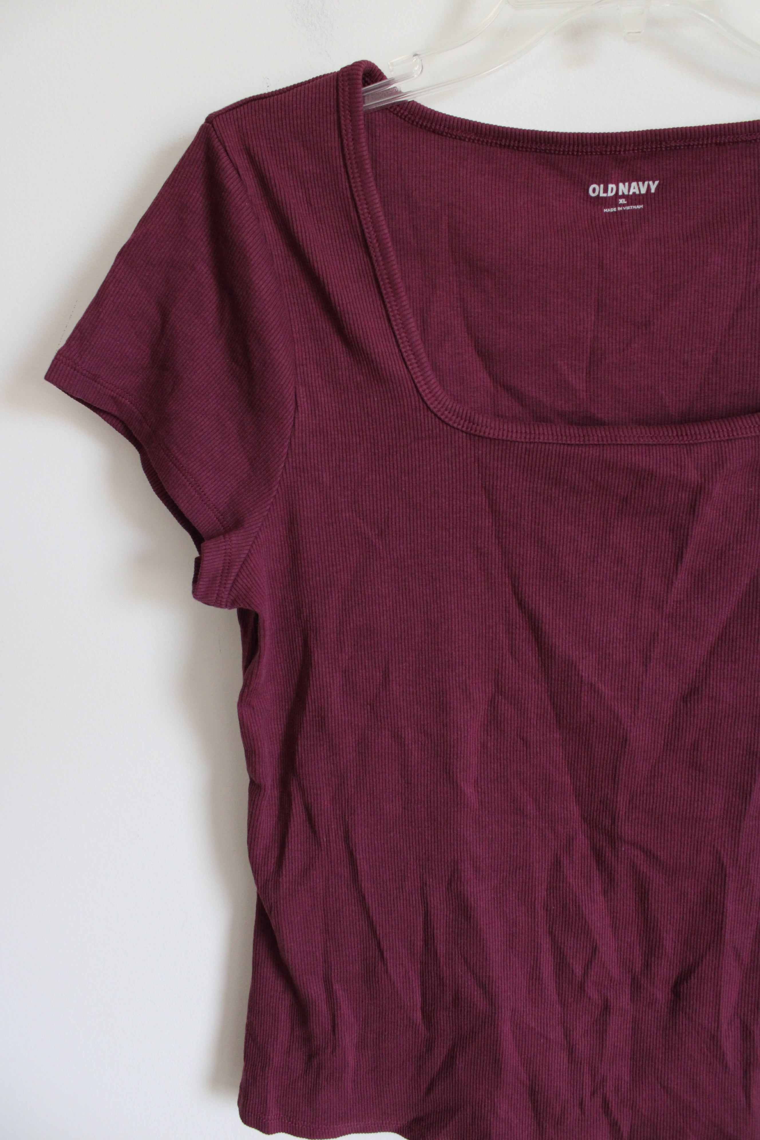 Old Navy Burgundy Ribbed Square Neck Top | XL