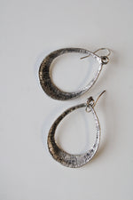 Hammered Sterling Silver Hollow Oval Dangle Earrings
