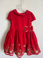 Disney Baby Red And Gold Minnie Mouse Dress With Bow | 18-24 Months