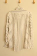 Traditional Classics Blue and White Striped Buttoned-down Shirt | L