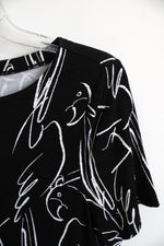 NEW Chico's Black Parrot Design Short Sleeve Tropical Top | 0