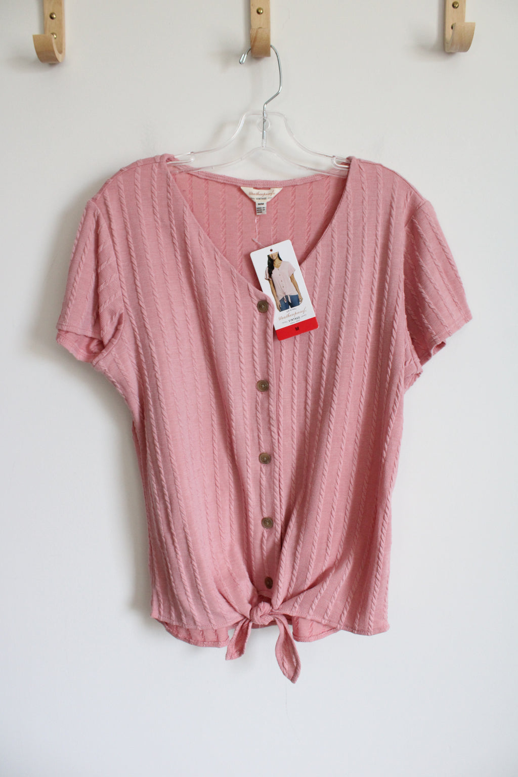 NEW Weathrproof Pink Knit Button Down Top | M