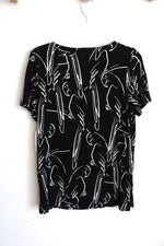 NEW Chico's Black Parrot Design Short Sleeve Tropical Top | 0
