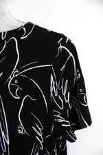 NEW Chico's Black Parrot Design Short Sleeve Tropical Top | 0