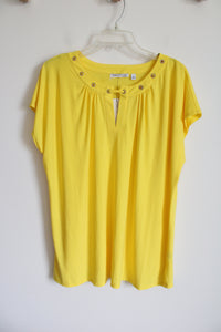 NEW Notations Yellow Short Sleeved Blouse | 2X
