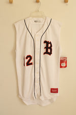 NEW Rawlings White Black and Orange #12 Sleeveless Button Down Jersey | M