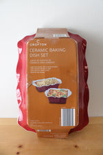 NEW Crofton Red Floral Ceramic Baking Dish Set