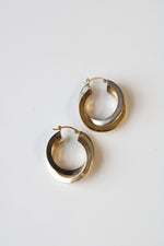 14K Yellow Gold/Sterling Silver Two-Tone Hoops Earrings