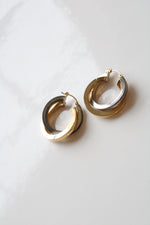 14K Yellow Gold/Sterling Silver Two-Tone Hoops Earrings