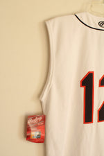 NEW Rawlings White Black and Orange #12 Sleeveless Button Down Jersey | M
