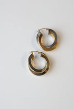 14K Yellow Gold/Sterling Silver Two-Tone Hoops Earrings