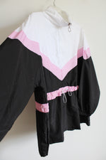 NEW Rouge Collection Pink Black White Lightweight Pullover Jacket | 3X