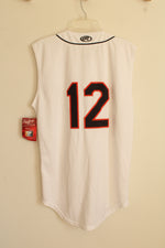 NEW Rawlings White Black and Orange #12 Sleeveless Button Down Jersey | M